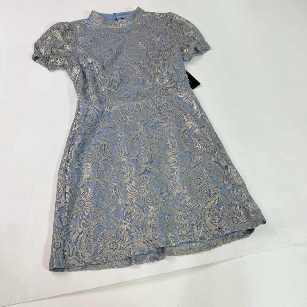 Lulu's Blue and Gold Mini Dress